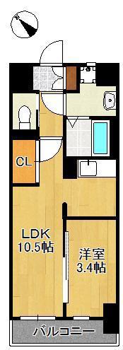THE APARTMENT開(1LDK/6階)の間取り写真