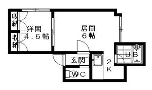 グローリィマンション(1DK/2階)の間取り写真