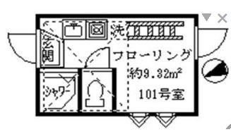 フェリスクラング(ワンルーム/1階)の間取り写真