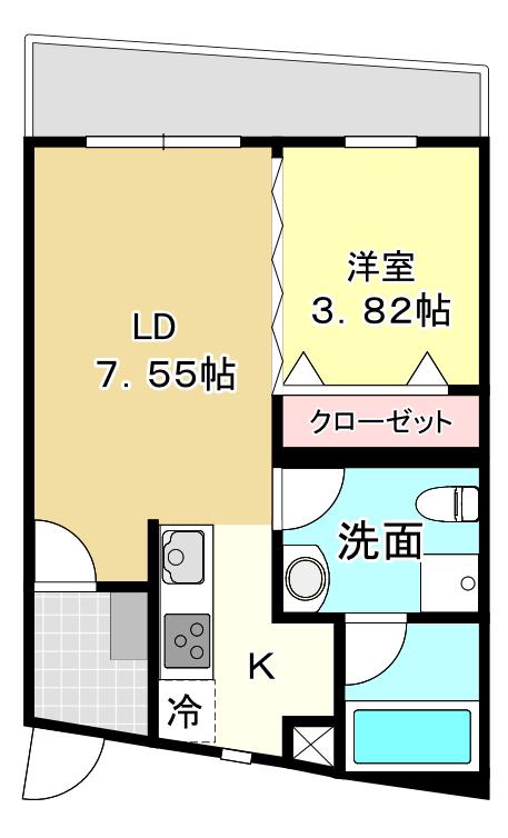 GARDEN HOUSE 大谷町II(1LDK/3階)の間取り写真