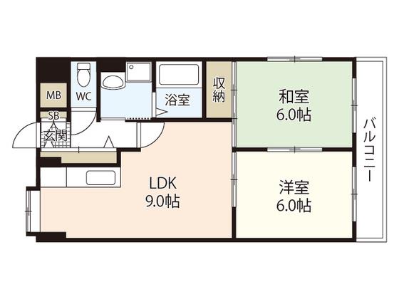 リバーサイドトウトク(2LDK/3階)の間取り写真
