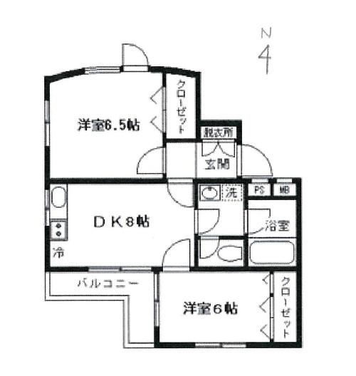 SMA白金長者丸(2DK/1階)の間取り写真