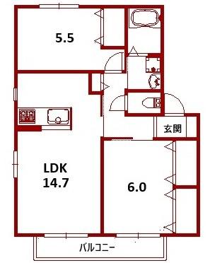 プライムハイツ(2LDK/2階)の間取り写真