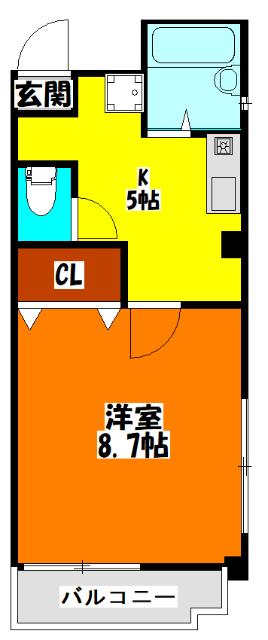 コラウーペ八島(1K/3階)の間取り写真