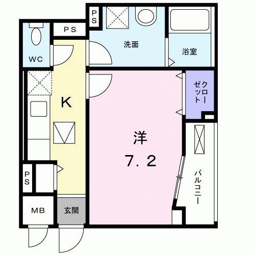ピアチェーレ(1K/1階)の間取り写真