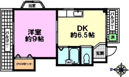 フルハウス(1DK/3階)の間取り写真