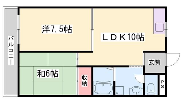 サニーハイム東出口(2DK/3階)の間取り写真