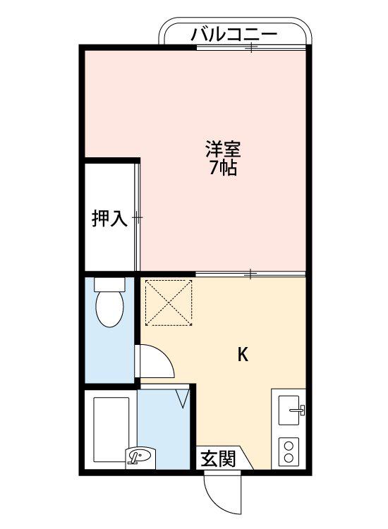 パレ笹谷(1DK/2階)の間取り写真