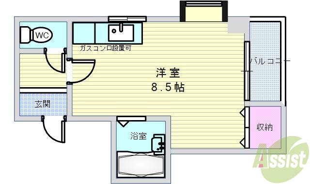 AIROSE豊中(ワンルーム/1階)の間取り写真
