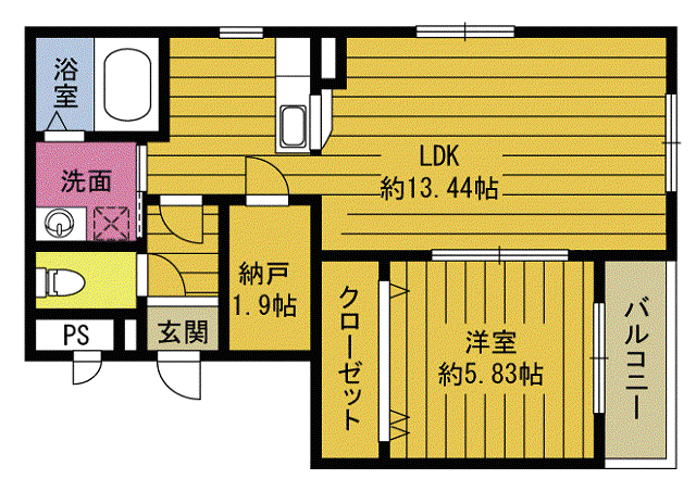 アディα城南(1LDK/2階)の間取り写真