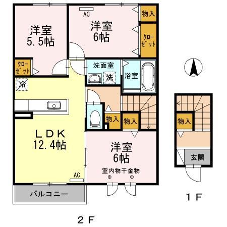 GRACEKUMANOIII(3LDK/2階)の間取り写真