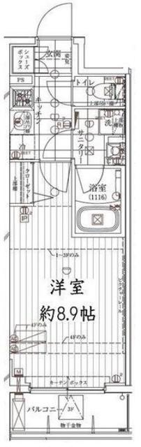 REGALIZ門前仲町PARK SIDE(1K/4階)の間取り写真