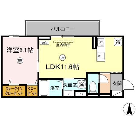 D-RESENA丸山N(1LDK/2階)の間取り写真