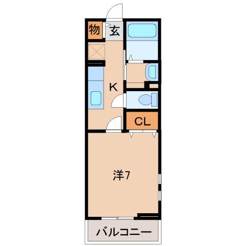フェリオ(1K/2階)の間取り写真