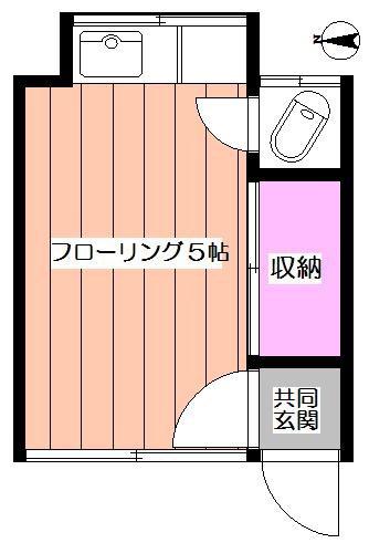 ブルーバード荘(ワンルーム/1階)の間取り写真