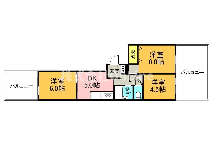 山田ビル(3DK/7階)の間取り写真