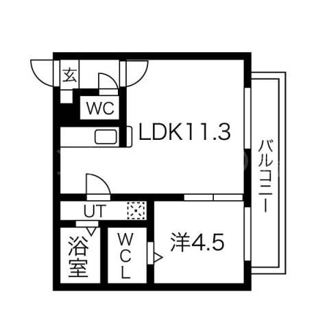 イミュータブル2(1LDK/3階)の間取り写真