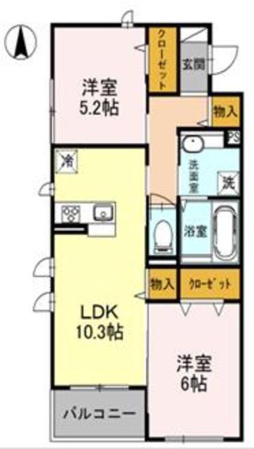 SOPHIA(2LDK/2階)の間取り写真
