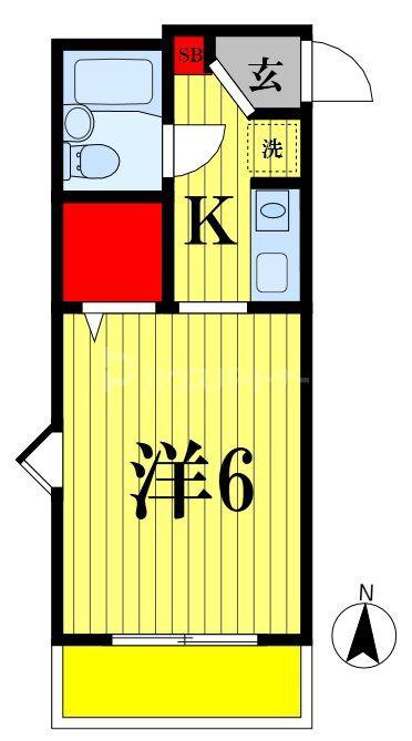 サンハイツ薬園台(ワンルーム/3階)の間取り写真