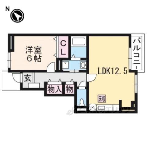 リヴィエール草津Ⅰ(1LDK/1階)の間取り写真