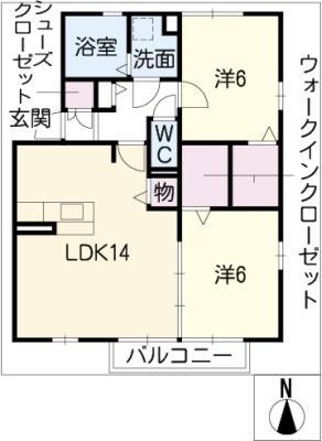 KURE・ドリーム(2LDK/2階)の間取り写真