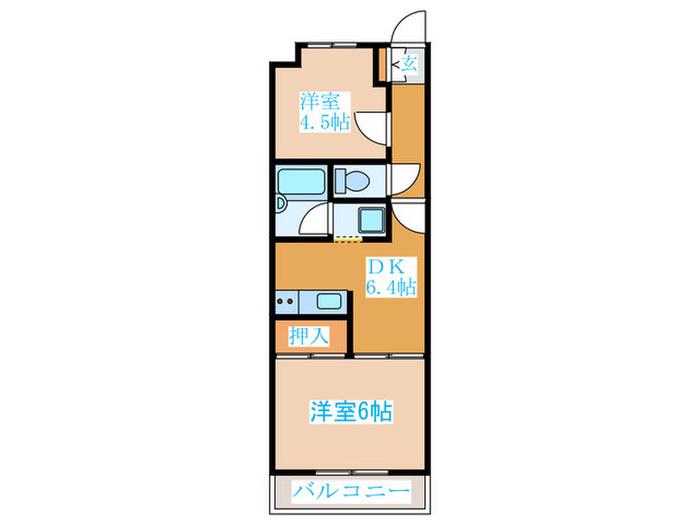 ルミエール東中野(2DK/4階)の間取り写真