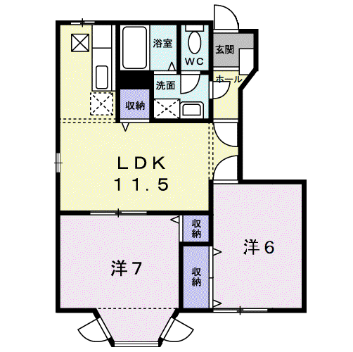 エスペランスI(2LDK/1階)の間取り写真