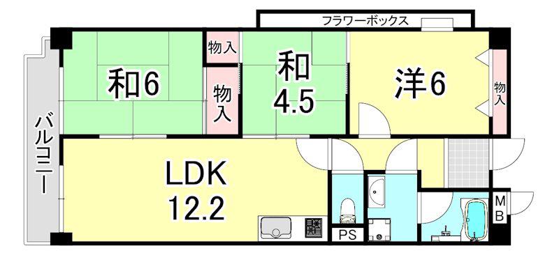 アルトピノ立花(3LDK/2階)の間取り写真