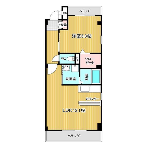 HAST堀田(1LDK/2階)の間取り写真