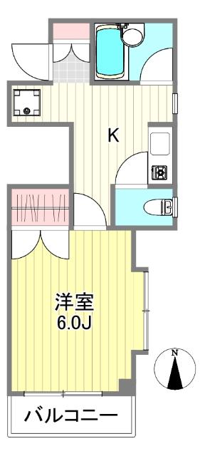 せせらぎパークサイド(1K/2階)の間取り写真