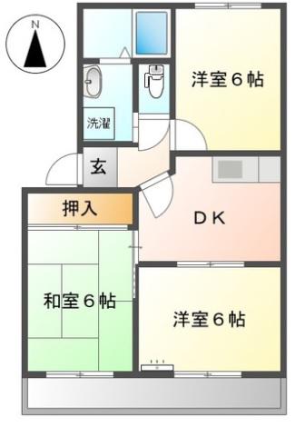 プリベールT(3DK/2階)の間取り写真