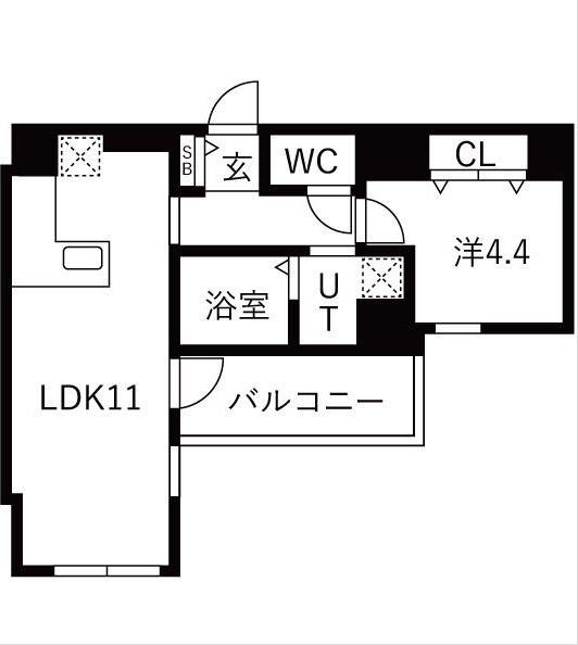 ザ・レジデンスパーク栄(1LDK/13階)の間取り写真