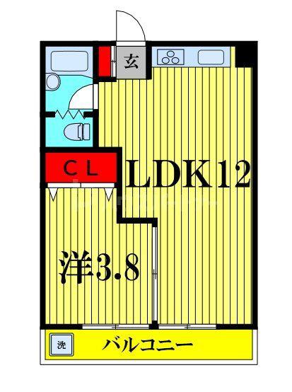 松戸グリーンコーポ(1LDK/6階)の間取り写真