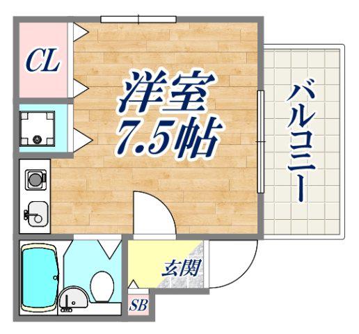 ラムール春日野道(ワンルーム/4階)の間取り写真
