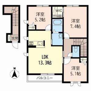 ハイツ熊見V A棟(3LDK/2階)の間取り写真