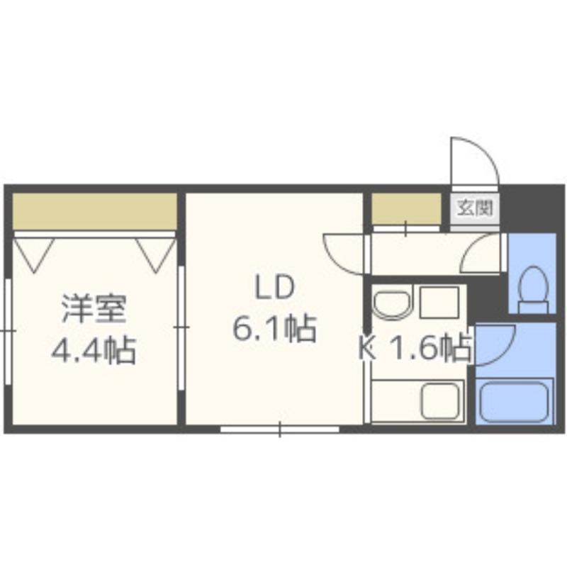 フラット南平岸(1DK/3階)の間取り写真