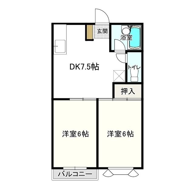 パティオ春日居(2DK/1階)の間取り写真