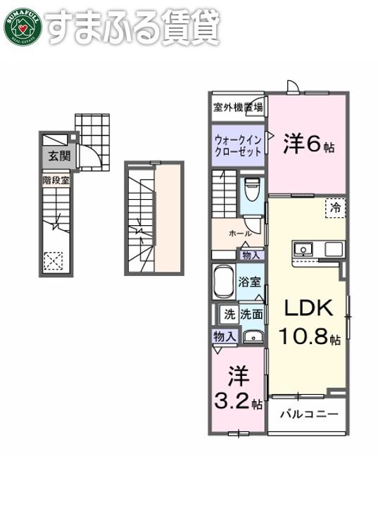 向日葵之颯II(2LDK/3階)の間取り写真