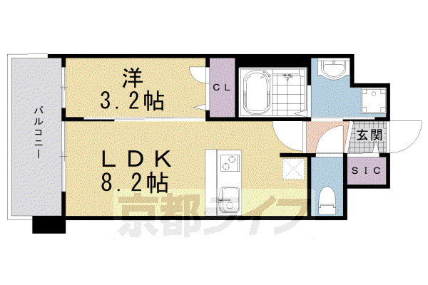 プレサンスTHE KYOTO 新町通(1LDK/2階)の間取り写真