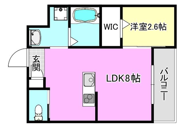 リアコート千里丘Iサウス(1LDK/2階)の間取り写真