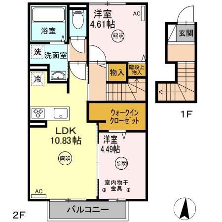ロイヤルヒルズ23(2LDK/2階)の間取り写真