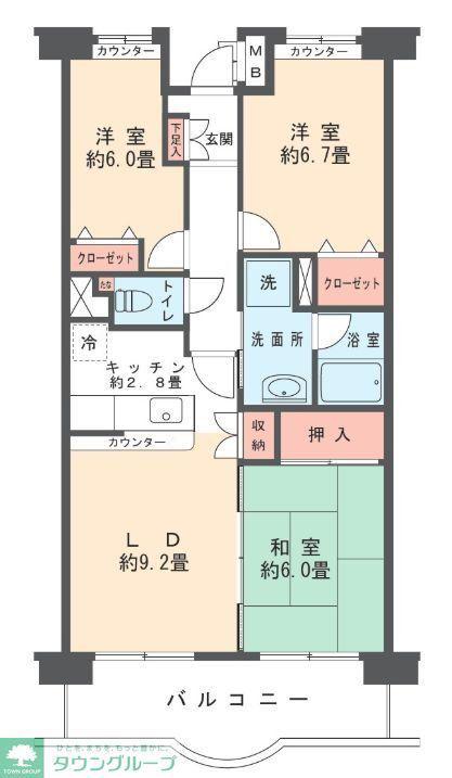 スターブル塩浜(3LDK/1階)の間取り写真