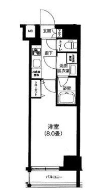 ティモーネ 浅草リーヴァ(1K/8階)の間取り写真