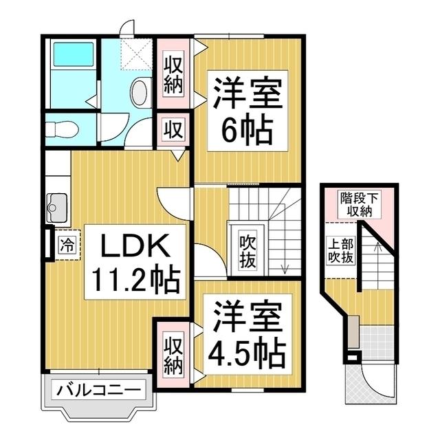 フォレスタA(2LDK/2階)の間取り写真