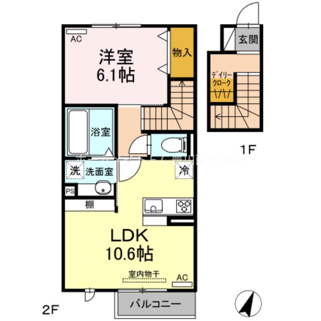 フェリス一番館(1LDK/2階)の間取り写真