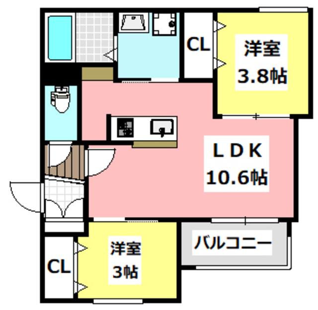 REGALEST茨木2(2LDK/1階)の間取り写真