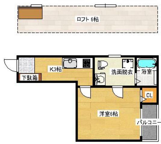 グラート住吉(1K/2階)の間取り写真