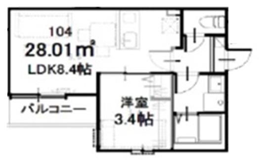 LOTUSGRAN蕨(1LDK/1階)の間取り写真