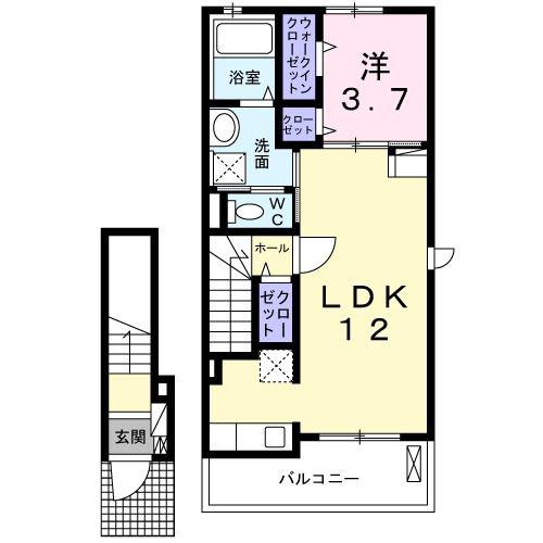 サンライト小宮東(1LDK/2階)の間取り写真