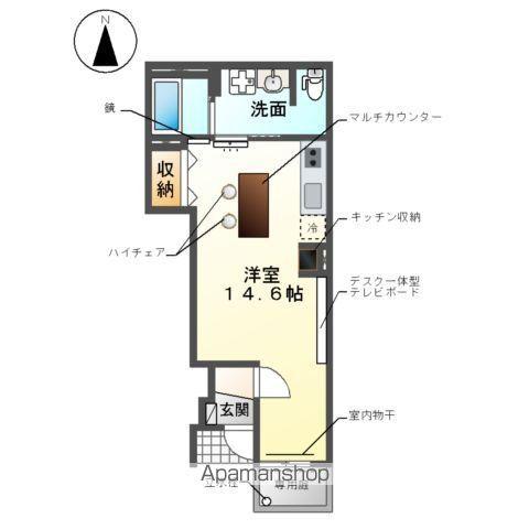 シュービル(ワンルーム/1階)の間取り写真